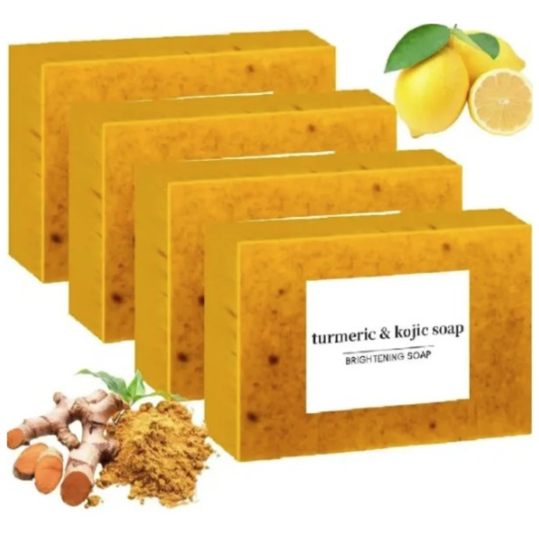 Lemon Turmeric Kojic Soap, Natural Handmade Soap Turmeric Soaps Bar for Face and Body